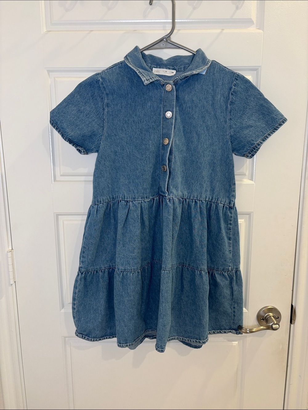 Zara Girls Chambray Tiered Button Front Denim Dress Size 10 (140)